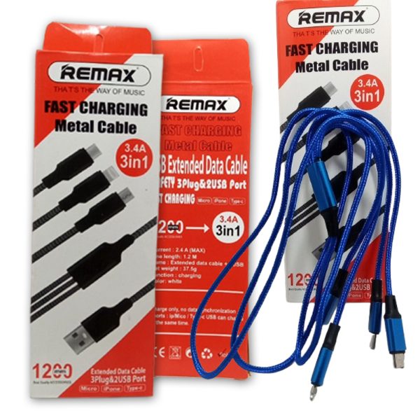 Remax 3.4A 3in1 Charging Cable - Image 3